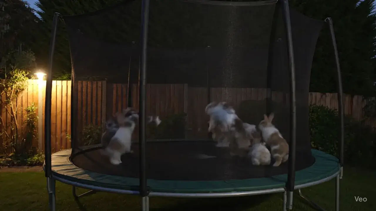 AI Animals Jumping on a Trampoline (Realistic Style)