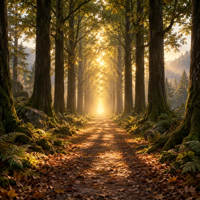 Sentier dans une forêt dorée