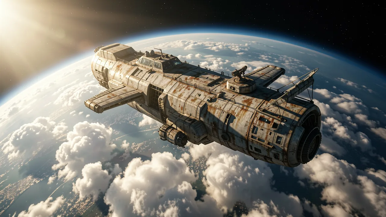 Exemplo: Nave espacial acima das nuvens