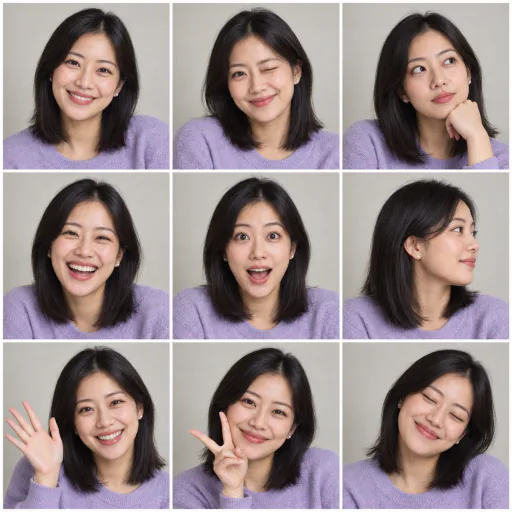 9가지 포즈의 인물 사진