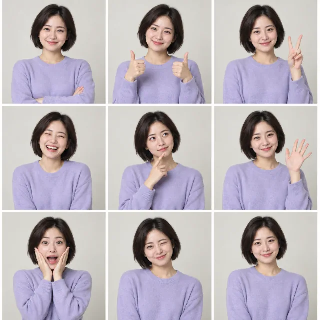 9가지 포즈 사진 콜라주