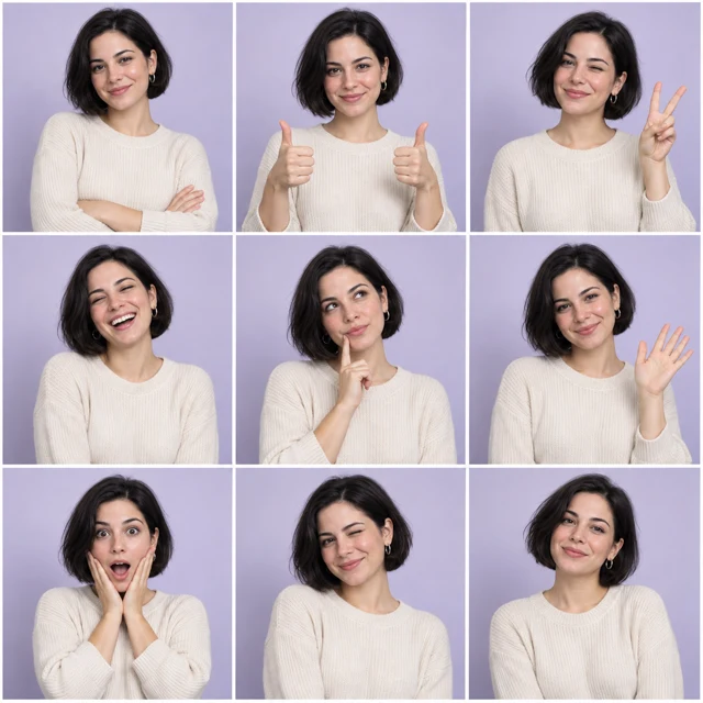 Nine-pose portrait grid