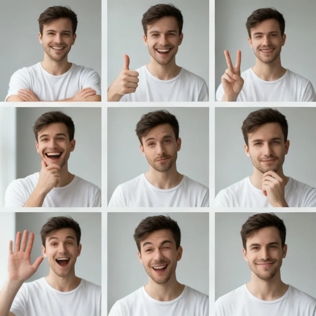 Exemple : Grille de portraits à neuf poses