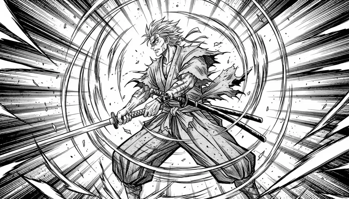 Monochrome Manga Battle Scene